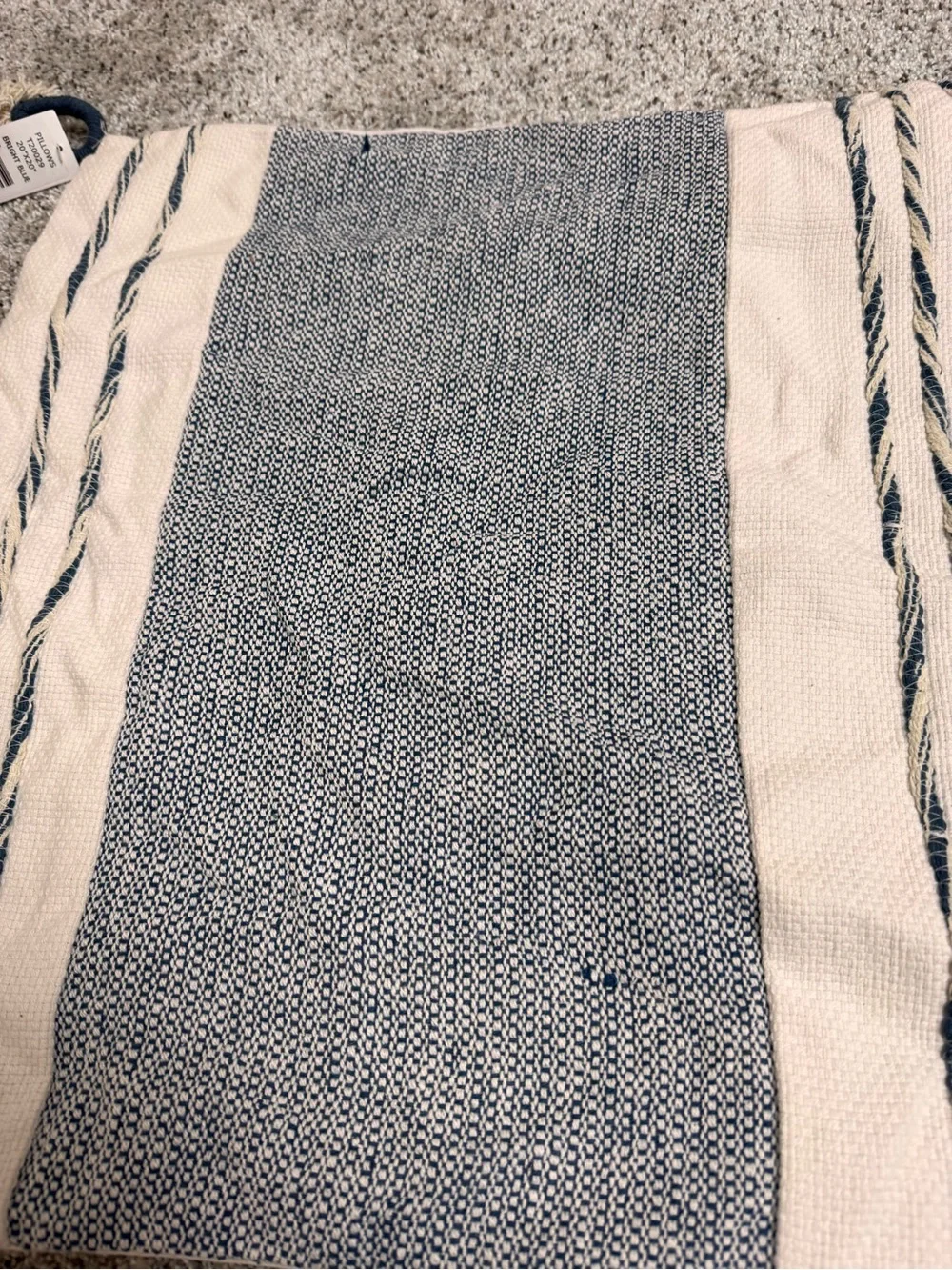 Rizzy Home Rowan Throw Pillow Corner Tassels Coastal imperfections but new 20 sq